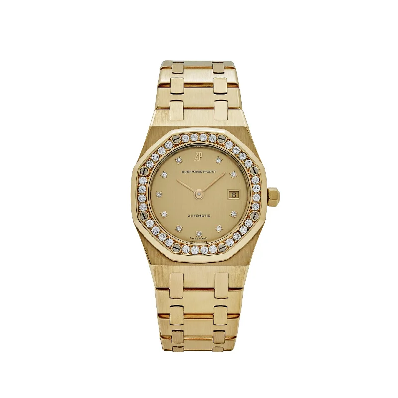 Men's Audemars Piguet Retro Design Watches-Audemars Piguet Royal Oak 14587/708BA 'Ladies' Yellow Gold Champagne Diamond Bezel Diamond Dial (1994)