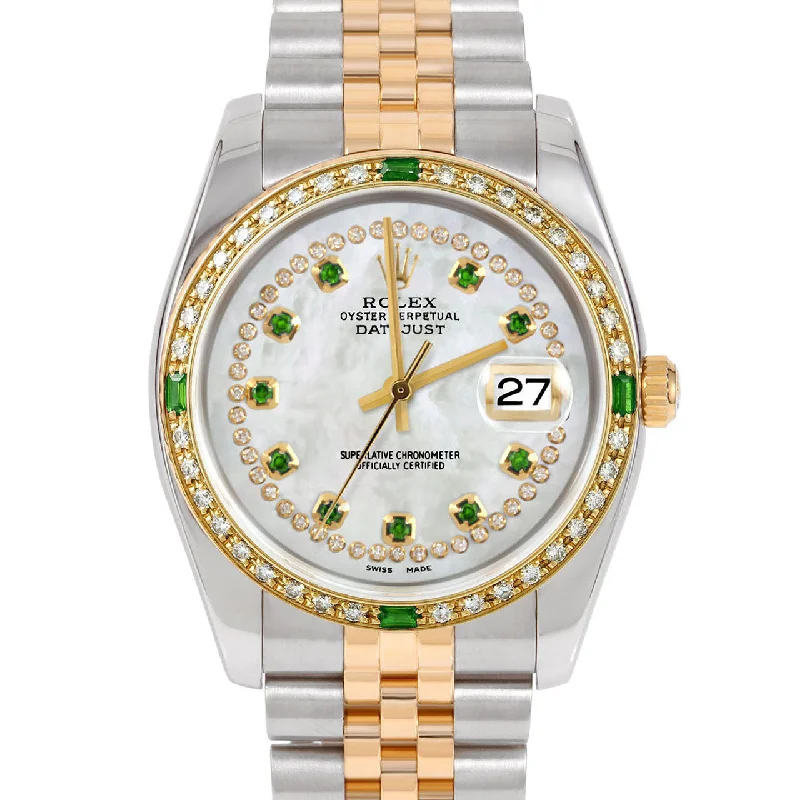 men's Rolex watches with emerald bezel -​Rolex Datejust 36mm | 116233-WMOP-STRE-4EMD-JBL