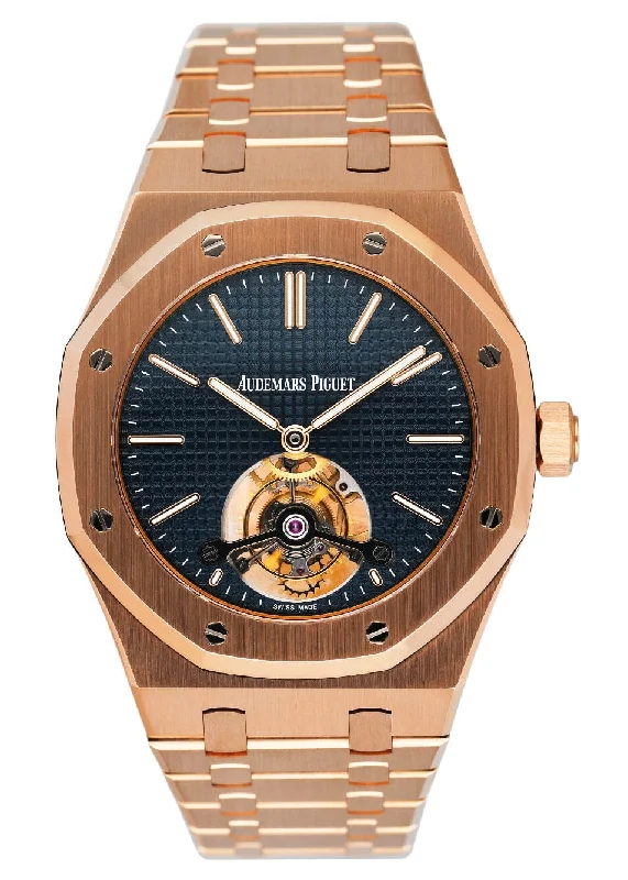 Men's Audemars Piguet New Year's Eve Watches-Audemars Piguet Royal Oak Tourbillion 265100R Blue Dial Mens WatchBox Papers