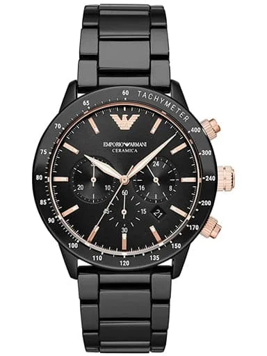 Men's Chronograph Watches with Dual Time Zones-Emporio Armani Men'S Ceramic Band Chronograph Quartz Watch