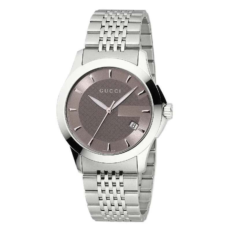 Men's Chronograph Watches with Luxury Materials-Gucci Men's YA126406 G-Timeless Medium Stainless Steel Watch