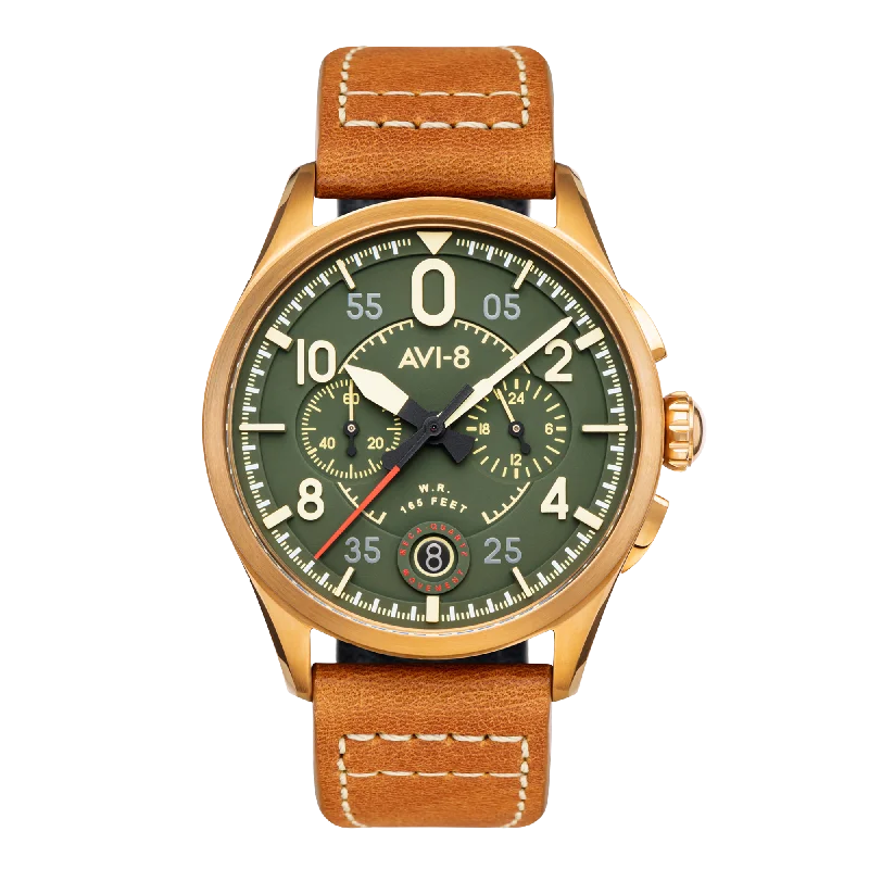 Men's Chronograph Watches with Dual Time Zones-BRONZE GREEN
