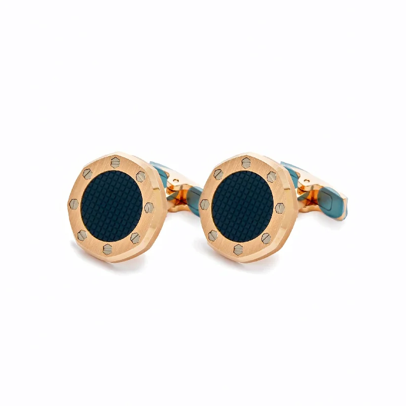 Men's Audemars Piguet Wedding Style Watches-Audemars Piguet Rose Gold Cufflinks in Blue