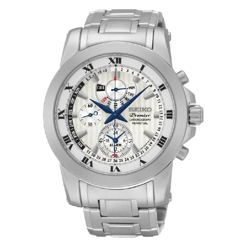 Men's Chronograph Watches with Tactical Design-Seiko Premier Chronograph Perpetual Spc159P1