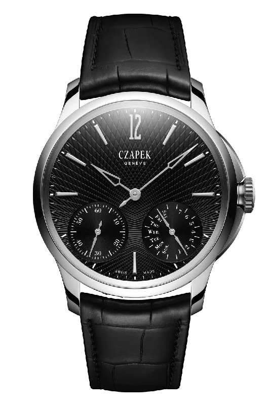 Men's Square Case Style Dress Watches for Modern Style-Czapek Quai des Bergues 40.5mm Tuxedo Black