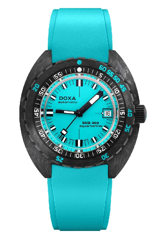 Men's Extra Large Design Dress Watches for Oversized Style-Doxa Sub 300 Carbon Aquamarine 822.70.241.25