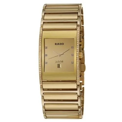 Men's Chronograph Watches with Radio Frequency-Rado Men's R20781732 Integral Gold-Tone Stainless Steel Watch