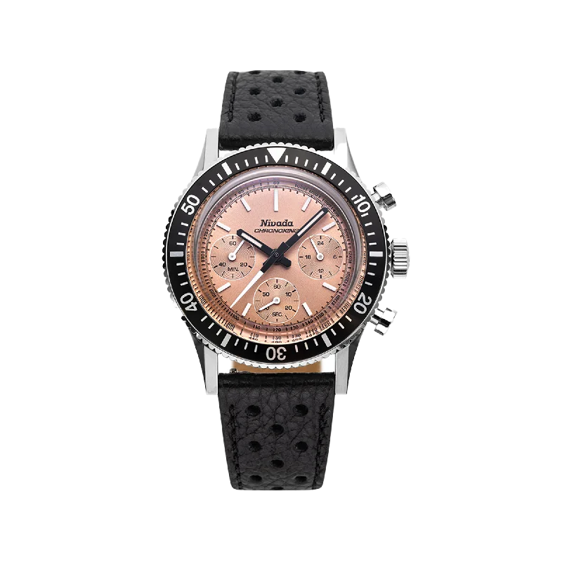 Women's Chronograph Watches for Pilots-Nivada Grenchen Chronoking Mecaquartz Salmon