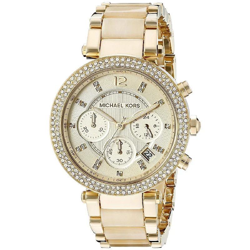 Women's Chronograph Watches with Radio Frequency-Michael Kors Women's MK5632 Parker Chronograph Crystal Gold-tone Stainless steel and Acetate Watch