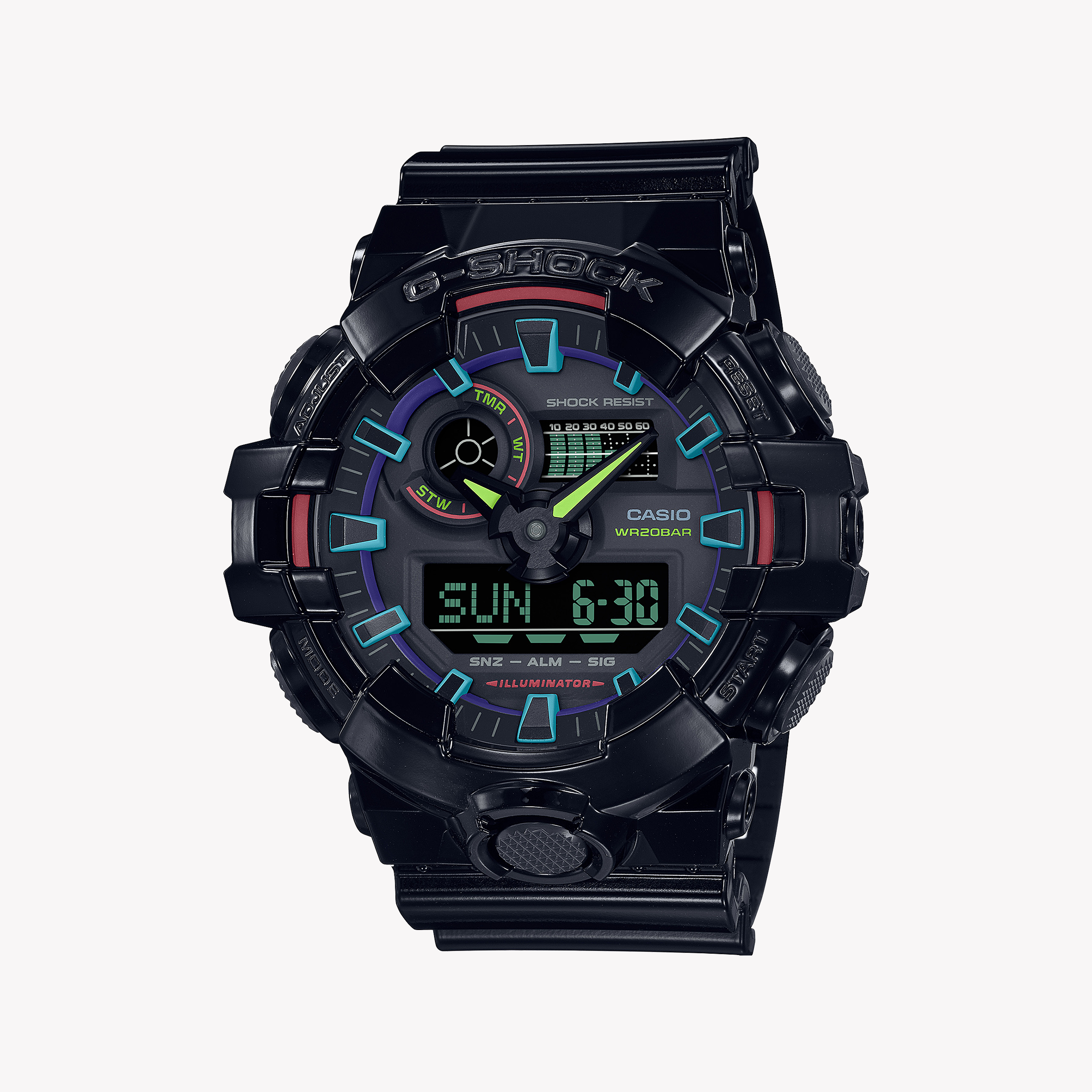 Men's Digital Watches with Laser Engraving-G-SHOCK Men's Black Resin Watch, Digital Dial | GA-700RGB-1ADR