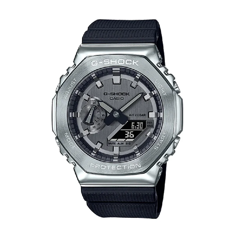 Men's Digital Watches for Humidity Monitoring-G-Shock Metal Covered AnaDigi 44mm Resin Band