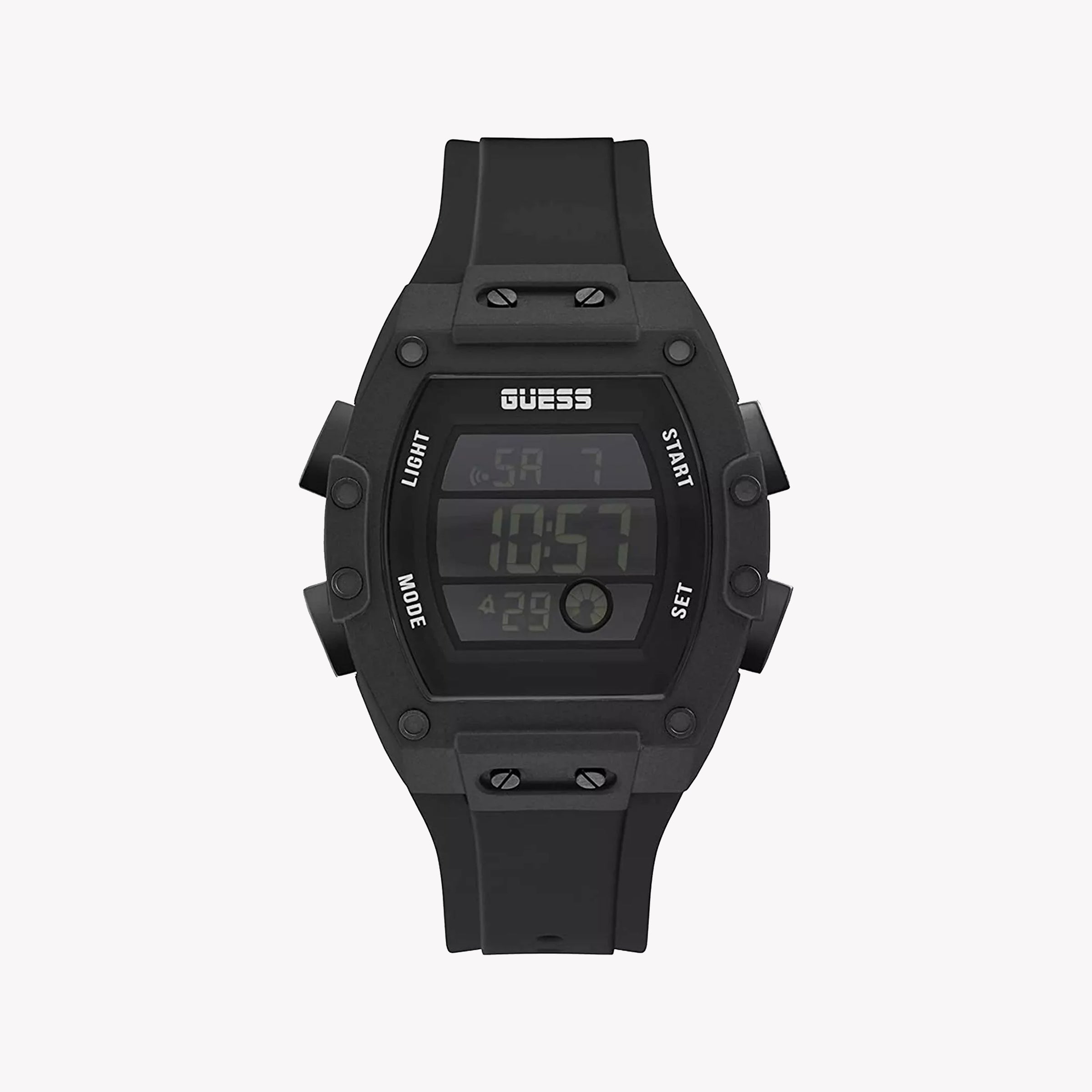 Men's Digital Watches with GPS Navigation-GUESS Men's Black Rubber Watch, Digital Face | GW0340G4