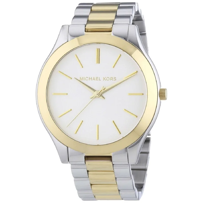 Women's Chronograph Watches with Laser Engraving-Michael Kors Women's MK3198 Slim Runway Two-Tone Stainless Steel Watch