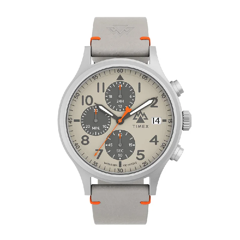 Men's Military Watches with Undercover Operations-Expedition North® Sierra Chronograph 42mm Leather Band
