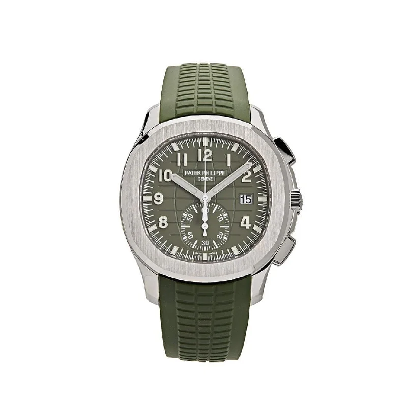 Men's Patek Philippe Watches with Vintage Charm-Patek Philippe Aquanaut 5968G-010 Chronograph White Gold Khaki Green (2024)