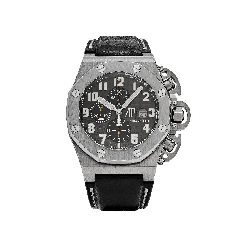 Men's Audemars Piguet Solar Powered Design Watches-Audemars Piguet Royal Oak Offshore Chronograph 25863TI.OO.A001CU.01 'T3' Titanium Black Dial Limited Edition