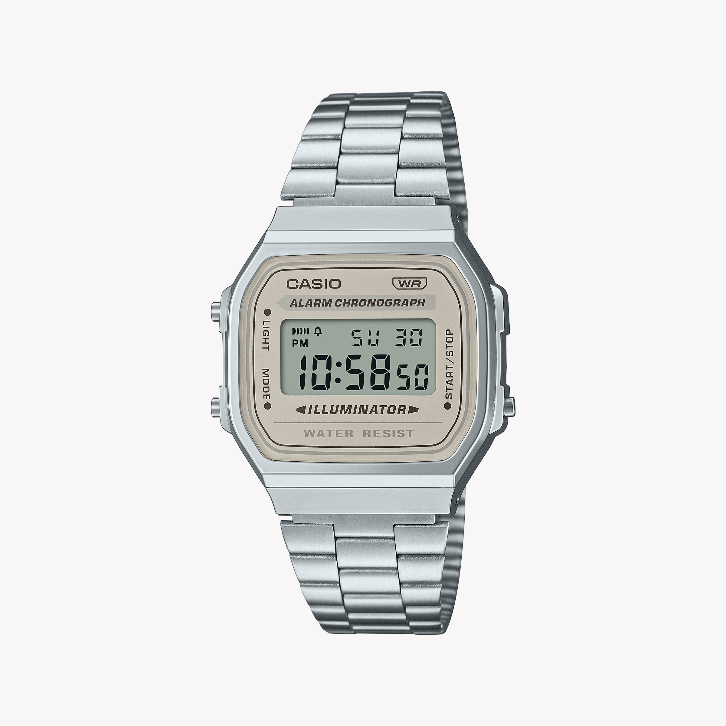 Men's Digital Watches for Adventure Seekers-Casio Unisex Silver Resin Watch, Stainless Steel Band | A168WA-8AYDF