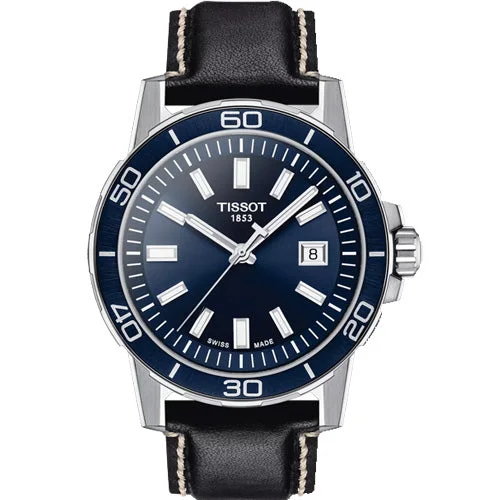 Women's Heritage Watches with Tactical Design-Tissot T-Sport Supersport Blue Dial Men 44mm T1256101604100