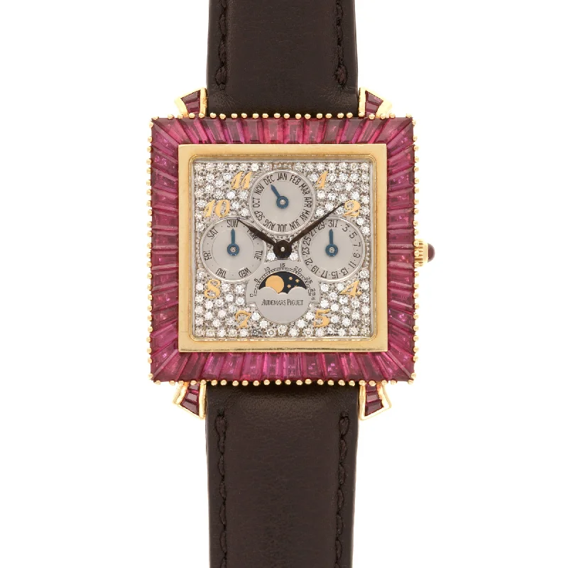 Men's Audemars Piguet New Year's Eve Watches-Audemars Piguet Yellow Gold Perpetual Calendar Ruby and Diamond Watch, Likely Piece Unique