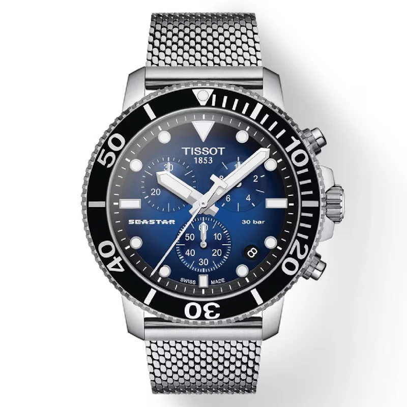 Women's Heritage Watches with Vintage Inspiration-Tissot T-Sport Black & Blue Dial Men 45.5mm