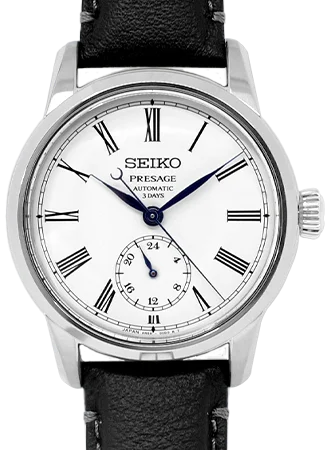 Men's Seiko Romantic Dinner Design Watches-Presage Craftsmanship Enamel White Ref. SART009