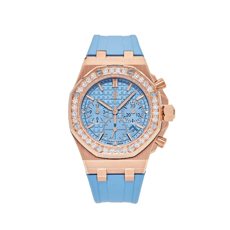 Men's Audemars Piguet High-End Design Watches-Audemars Piguet Royal Oak Offshore 26231OR.ZZ.A085CA.01 Chronograph Rose Gold Blue Dial Diamond Bezel (2023)