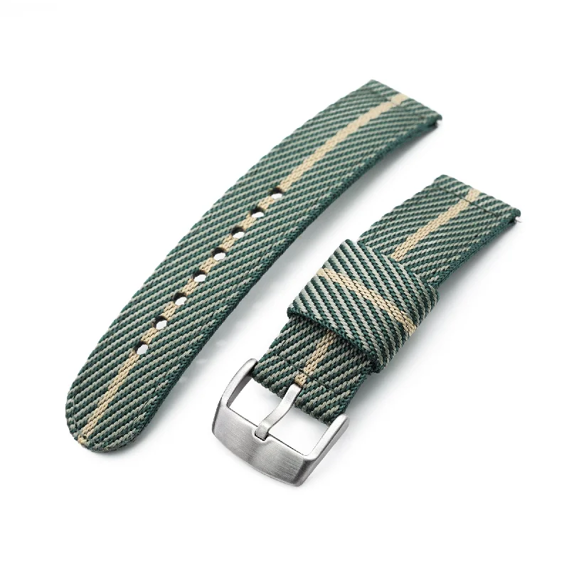 Men's Military Watches with Storm Alarm-22mm 2-pcs Nylon Watch Band, Quick Release, Green & Khaki, Brushed Buckle
