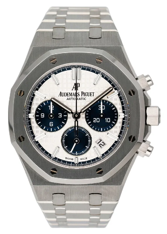 Men's Audemars Piguet Large Size Watches-Audemars Piguet Royal Oak 26315ST Silver & Blue Dial Mens Watch Box Papers