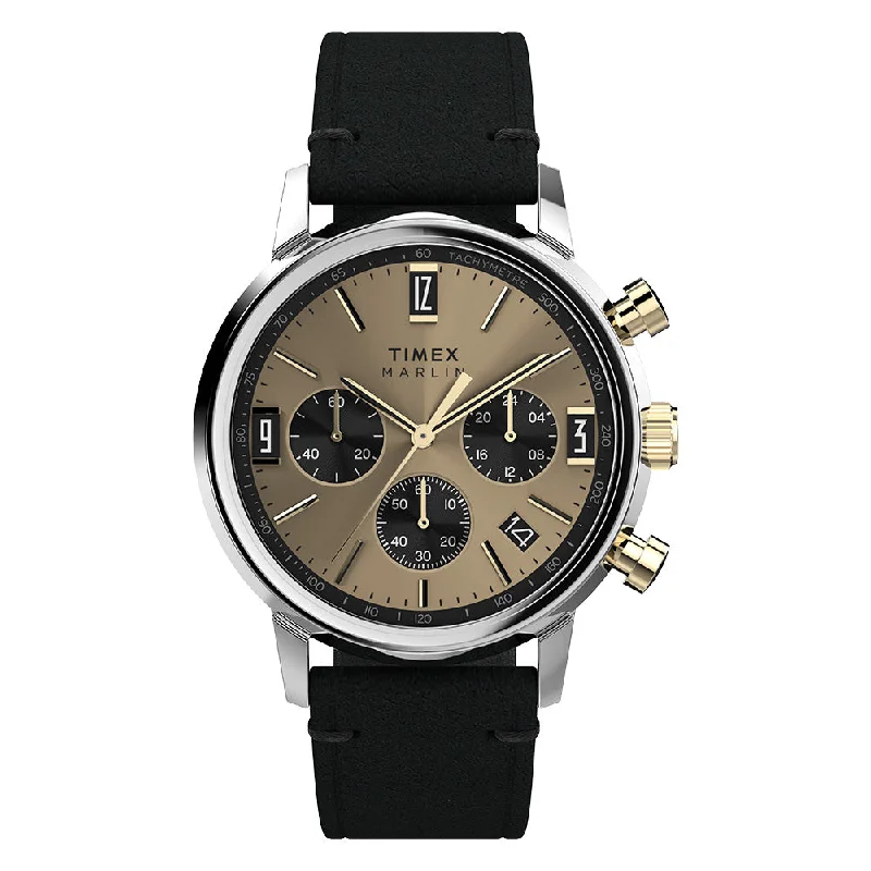 Men's Chronograph Watches for Radio Communication-Marlin Quartz Chronograph 40mm Leather Band