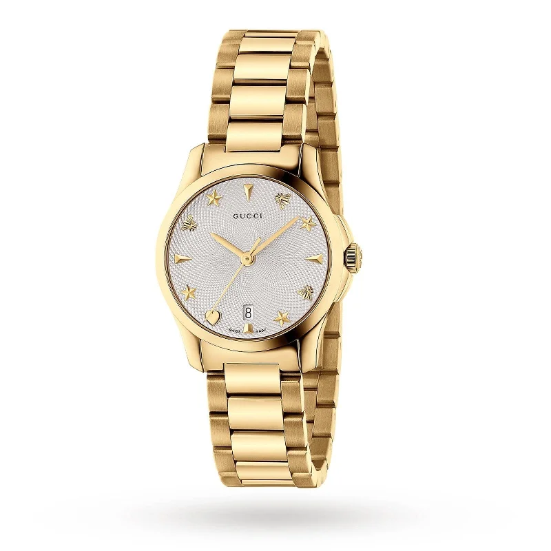 Women's Chronograph Watches with Altimeter Calibration-Gucci Women's YA126576 G-Timeless Gold-Tone Stainless Steel Watch