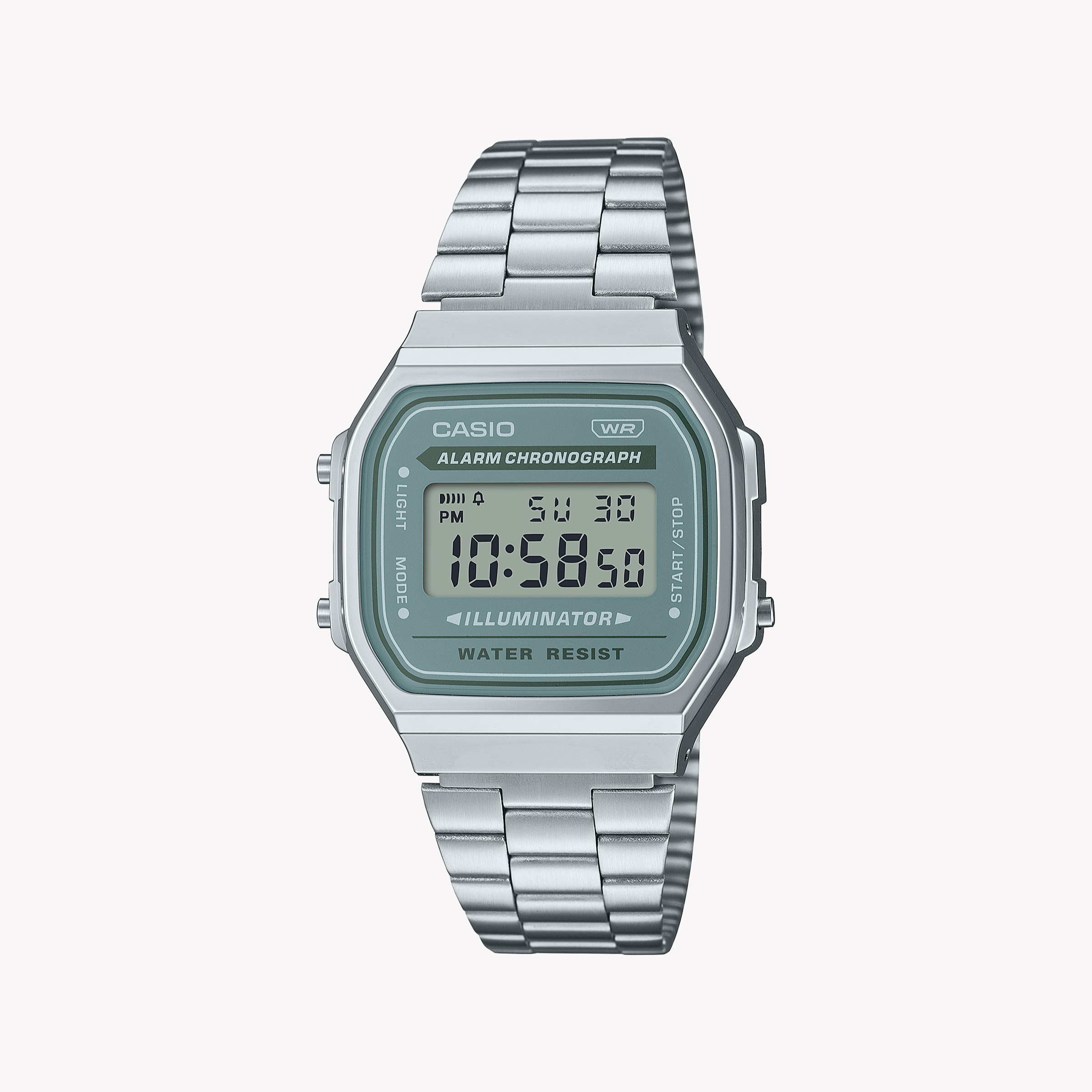 Men's Digital Watches for Modern Design-Casio Men's Silver Resin Watch, Stainless Steel Band | A168WA-3AYDF