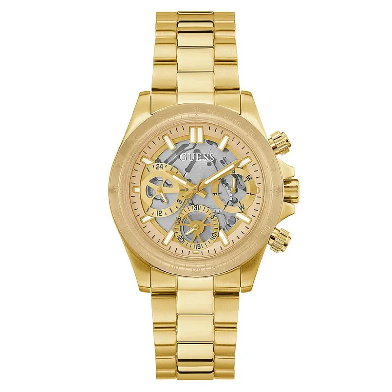 Women's Pilot Watches for Fitness Tracking-Guess Mirage Gold Dial Women 34mm