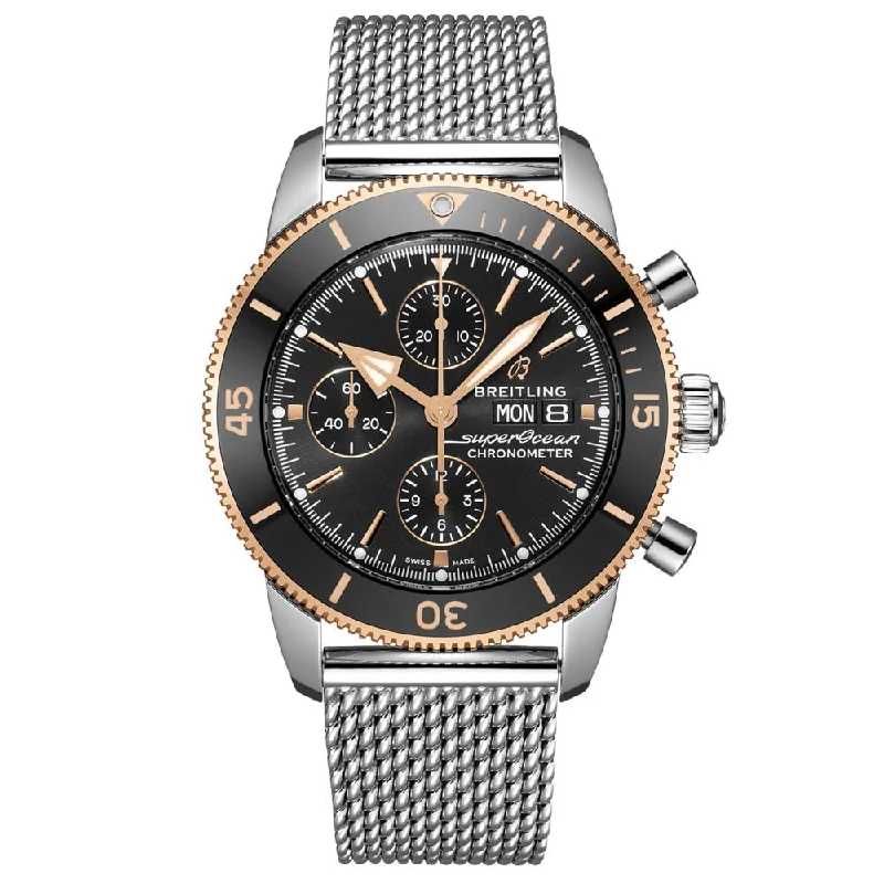 Women's Chronograph Watches with Minimalist Style-Breitling Superocean Heritage Chronograph 44mm Steel & 18ct Rose Gold Automatic Gents Watch U13313121B1A1