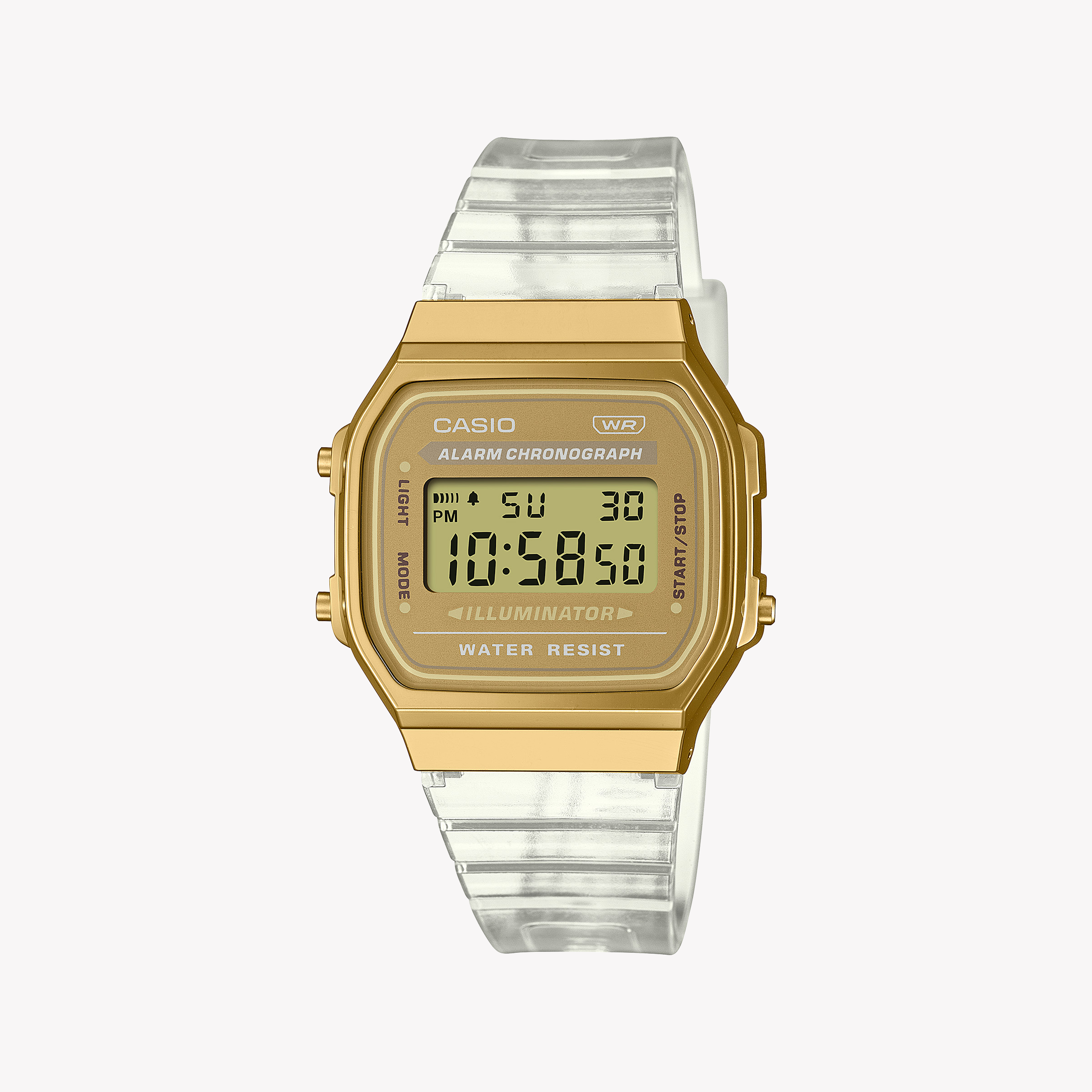 Men's Digital Watches for Military Personnel-Casio Unisex Gold Resin Watch, White Band | A168XESG-9ADF