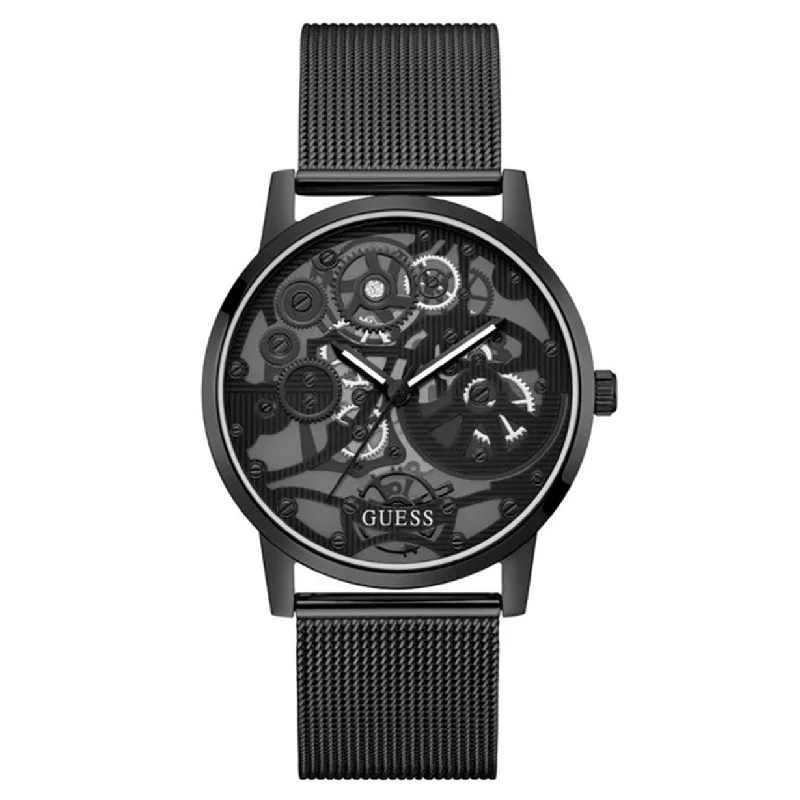 Women's Pilot Watches with Vintage Inspiration-Guess Gadget Black Dial Men 42mm
