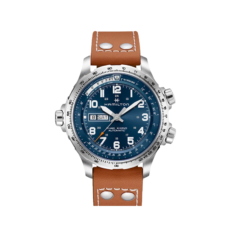 Women's Pilot Watches with Morse Code Feature-Hamilton Khaki Aviation X-Wind Day Date Auto