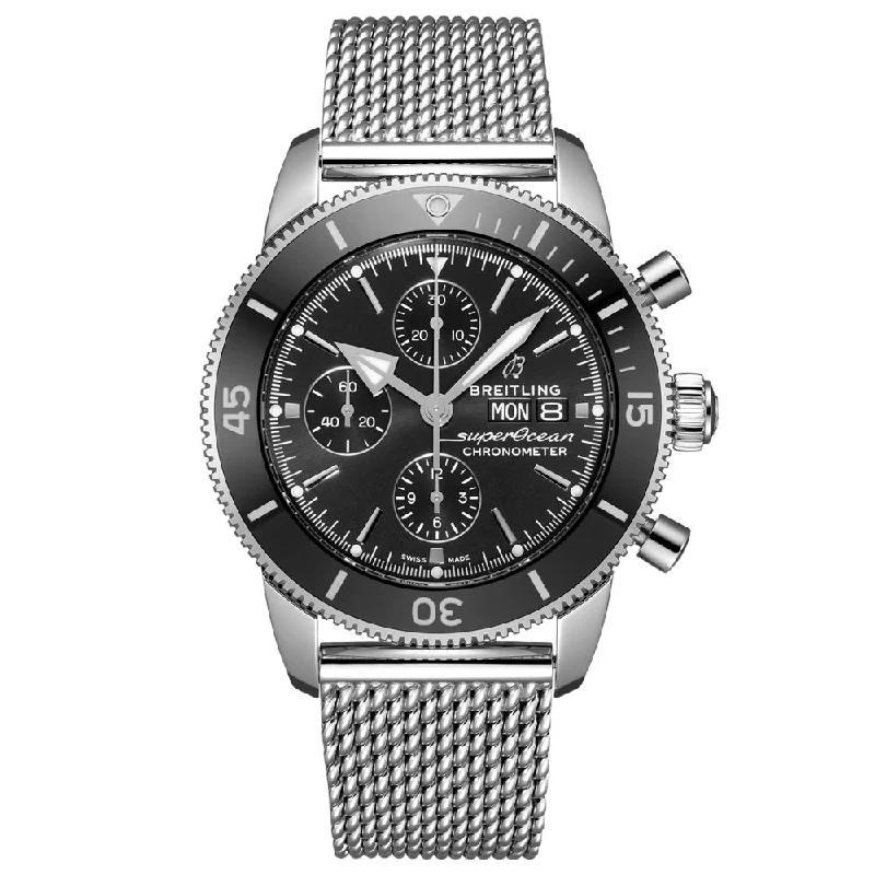 Women's Chronograph Watches for Timeless Style-Breitling Superocean Heritage Chronograph 44mm Black Dial Automatic Gents Watch A13313121B1A1