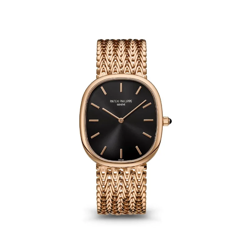 Men's Patek Philippe Watches with Elegant Designs-Patek Philippe Golden Ellipse 5738/1R-001 'Ladies' Rose Gold Black Dial (2024)