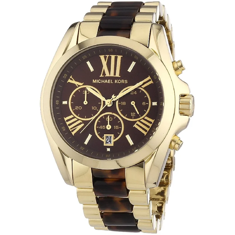 Women's Chronograph Watches for High-End Collectors-Michael Kors Women's MK5696 Bradshaw Chronograph Tortoise Two-Tone Stainless Steel Watch