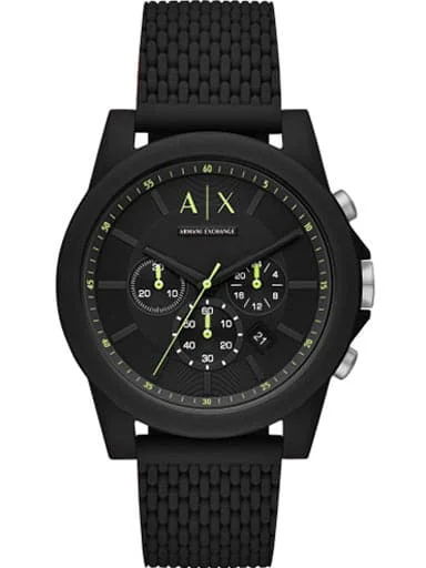 Men's Chronograph Watches with Compass Calibration-Armani Exchange Chronograph Black Silicone Watch