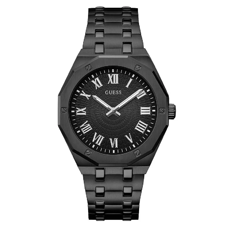 Women's Pilot Watches with Dual Time Zones-Guess Asset Black Dial Men 42.5mm