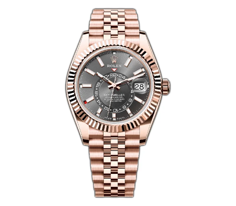 men's Rolex watches with bidirectional bezel -​42mm Slate Dial 18k Rose Gold Jubilee