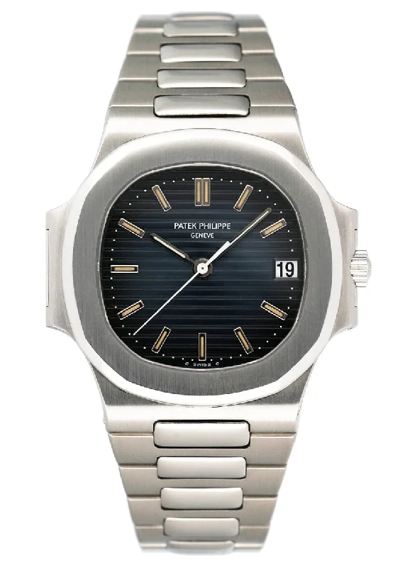 Men's Patek Philippe Watches with UV Sensor-Patek Philippe Nautilus 3800/1A-001 Blue Dial Mens Watch Box Papers