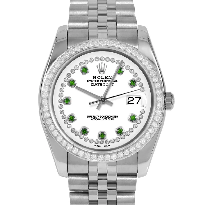 men's Rolex watches with Arabic numerals -​Rolex Datejust 36mm | 116234-WHT-STRE-BDS-JBL