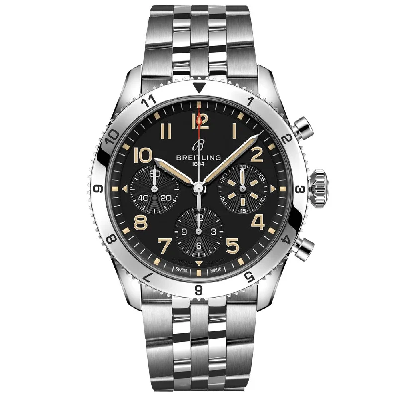 Women's Luxury Chronograph Watches-Breitling Classic AVI P-51 Mustang 42mm Black Dial Automatic Chronograph Gents Watch A233803A1B1A1