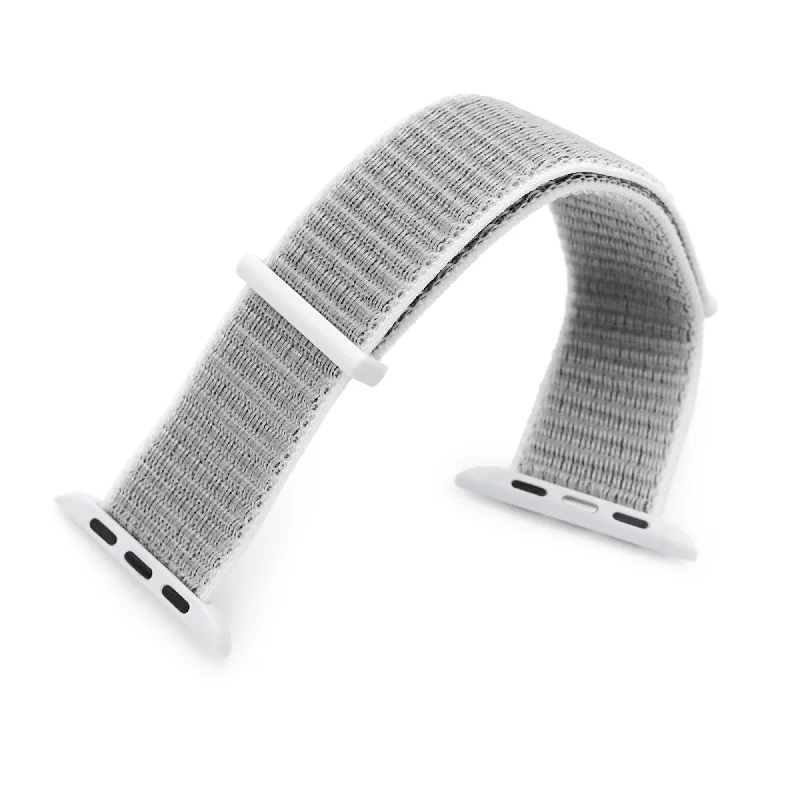 Men's Military Watches with Non-Reflective Case-22mm Off White Hook & Loop Durable Nylon Watch Band compatible with Apple Watch 44mm / 45mm models