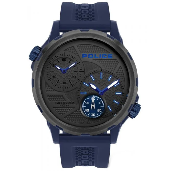 Men's Retro Style Dress Watches with Roman Numerals-Police Blue Quito Watch 16019JPBLU/13P