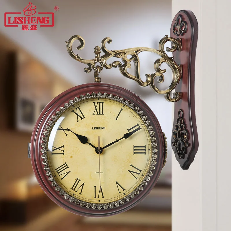 Mechanical Clocks with Pendulum Movement-Lisheng European-style double-sided wall clock AB8075-A-1 (K)