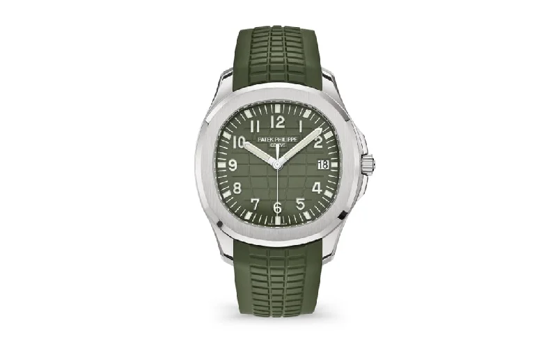 Men's Patek Philippe Watches for Fitness Tracking-AQUANAUT 5168G WHITEGOLD KHAKI GREEN (2022)