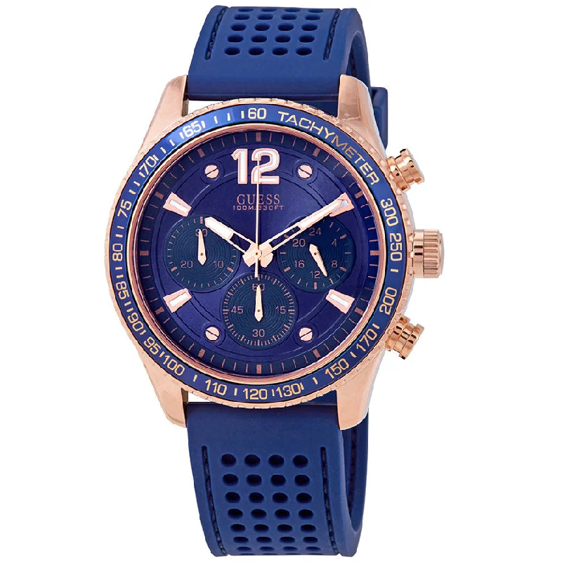 Men's Chronograph Watches for Customization-Guess Fleet Chronograph Blue Dial Men's Watch W0971G3